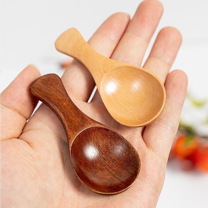 4/2/1pcs Mini Wooden Spoons Kitchen Spice Condiment Spoon Coffee Sugar Teaspoons Kids Short Handle Wood Scoops Home Tableware