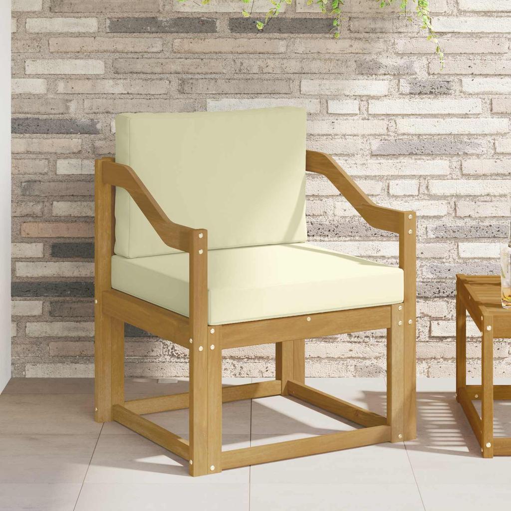 2 Piece Outdoor Sofa Set Polyester White and Cream