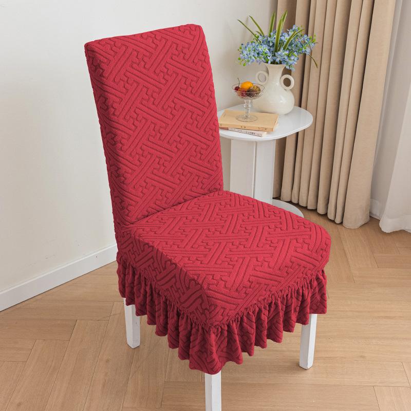 Жаккардовый чехол на стул юбка подол домашний обеденный стол чехол на стул подушка на спинку встроенный универсальный чехол на сиденье красный 990₽