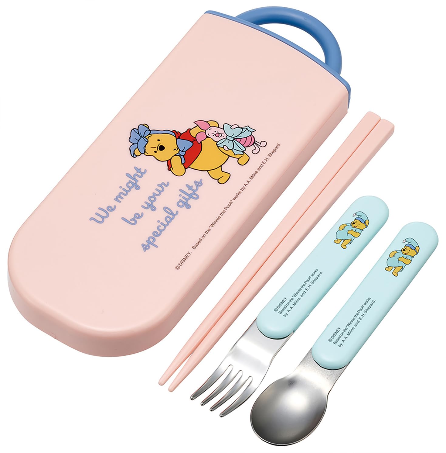 

Skater Bento Trio Set with Antibacterial Made in Disney Winnie the Pooh TACC2AG68752 Kids (Chopsticks, Spoon, Fork) Cutlery, Easy-Open Slide-Open