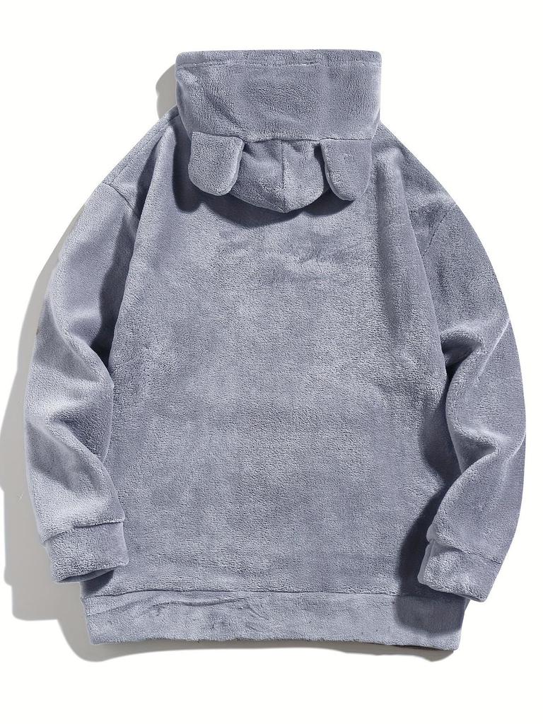 Men's Autumn/Winter Rabbit Ear Hooded Casual Sweatshirt Jacket