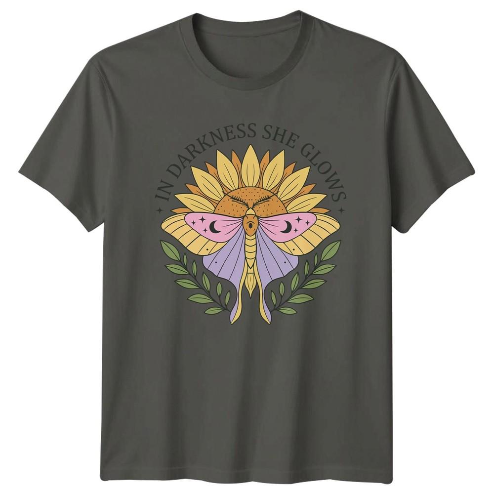 In Darkness She Glows Unisexs TShirt Celestial Moth Mystical Birthday S