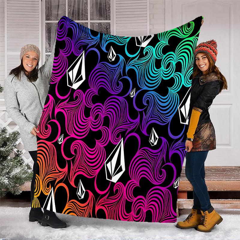 V-VOLCOM LOGO3 printed throw blanket—lightweight,soft,warm;versatile blanket for all seasons—perfect as &air-conditioning throw,nap blanket