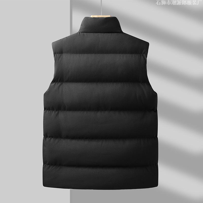 Herren Freizeitweste 2025 Herbst und Winter Neu Stehkragen Warm Fleece Baumwolle Einfarbig Große Größe Locker Baumwollweste