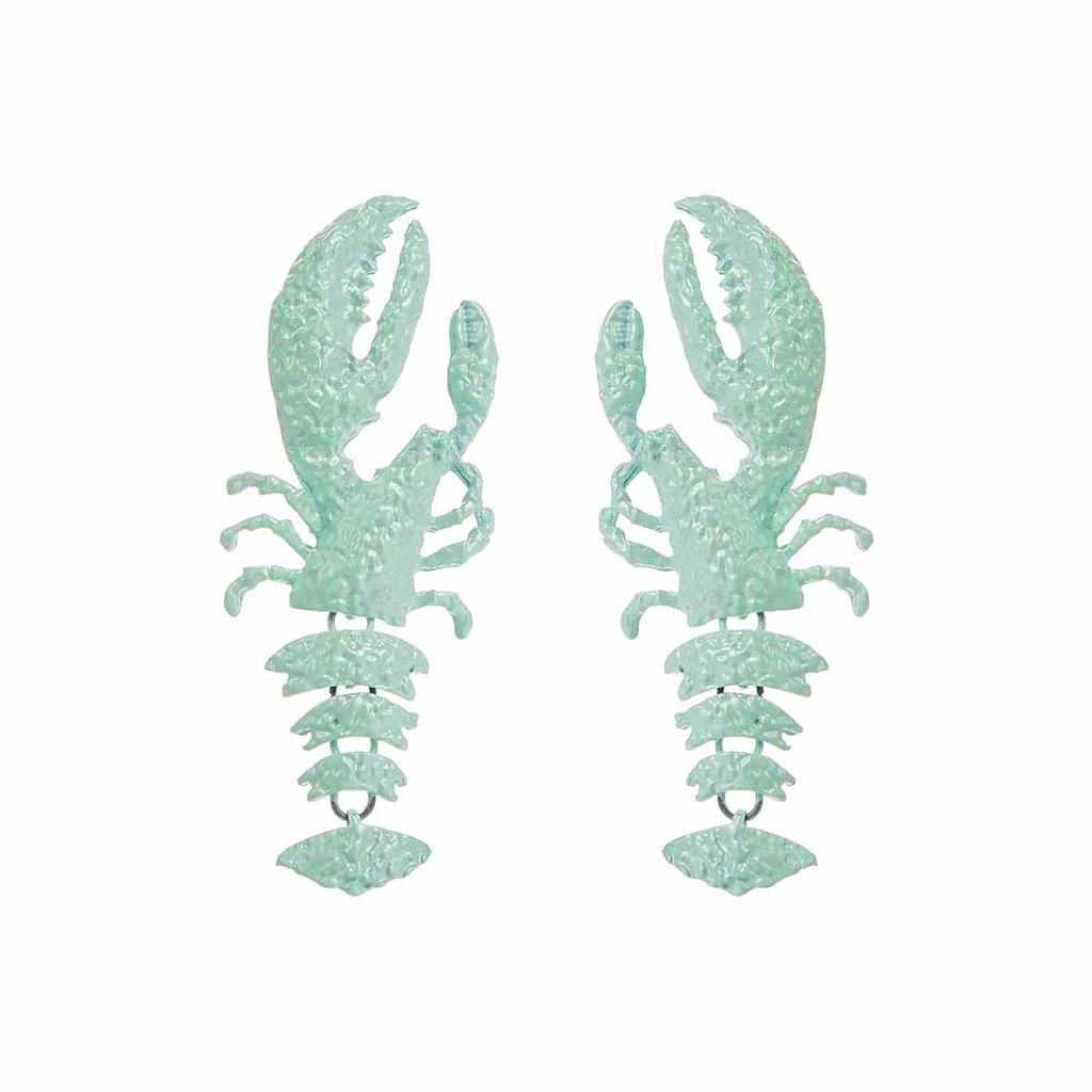 Exaggerated Multi-Color Baked Paint Crayfish Earrings for Women Ladies New Beach Vacation Pendant Earrings Jewelry Accessories