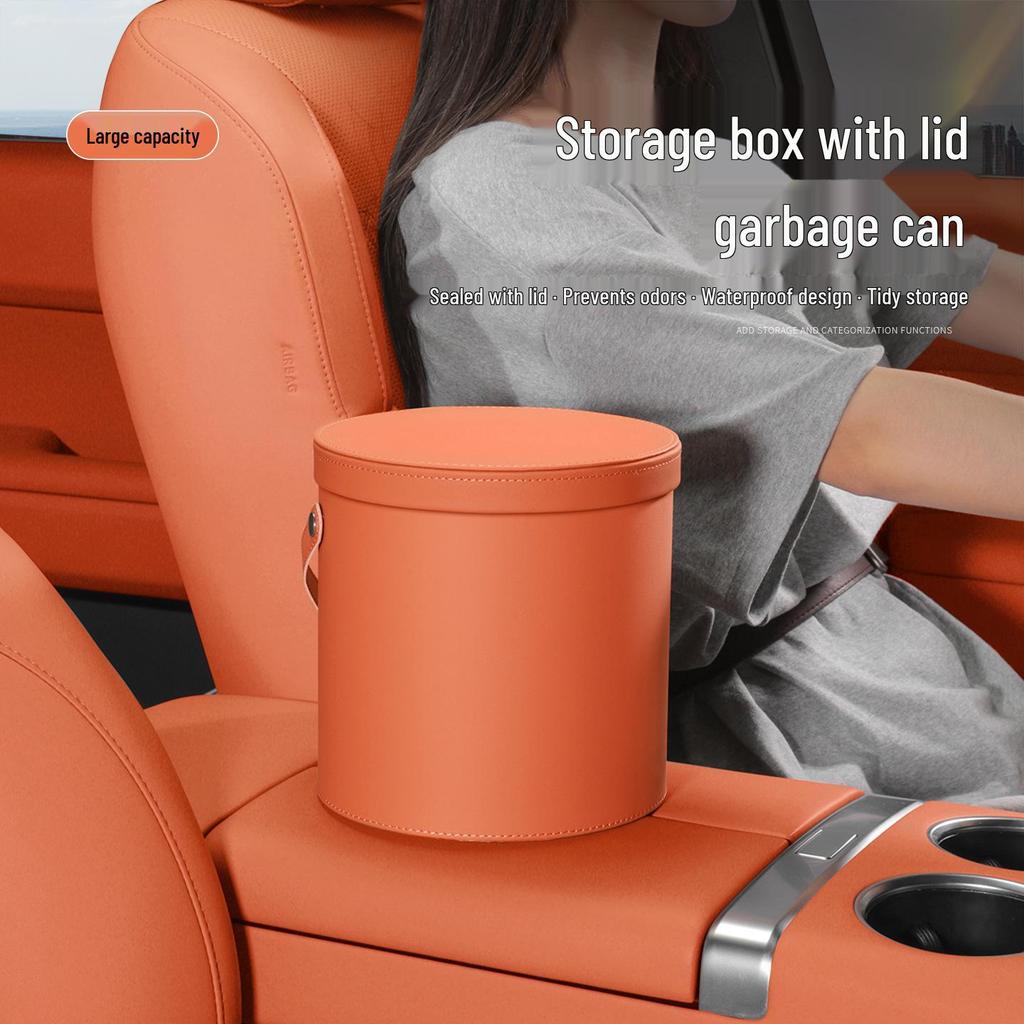 Multifunctional Handheld Car Trash Can with Lid