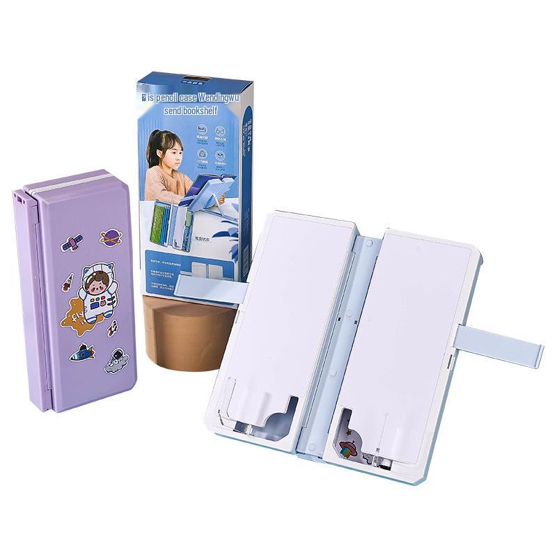 Multi-Functional Reading Stand & Pencil Case: Dual-Use Stationery Box and Bookshelf