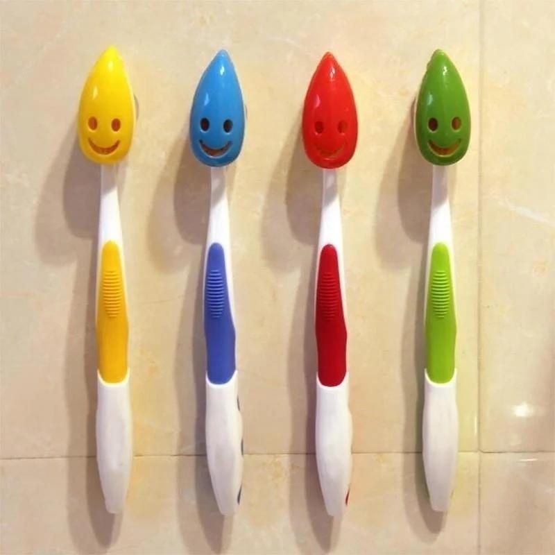 4pcs Creative Lovely Cartoon Animal Pattern Automatic Toothbrush Holder Strong Adsorption Wall Metal  Reused Toothbrush Holder