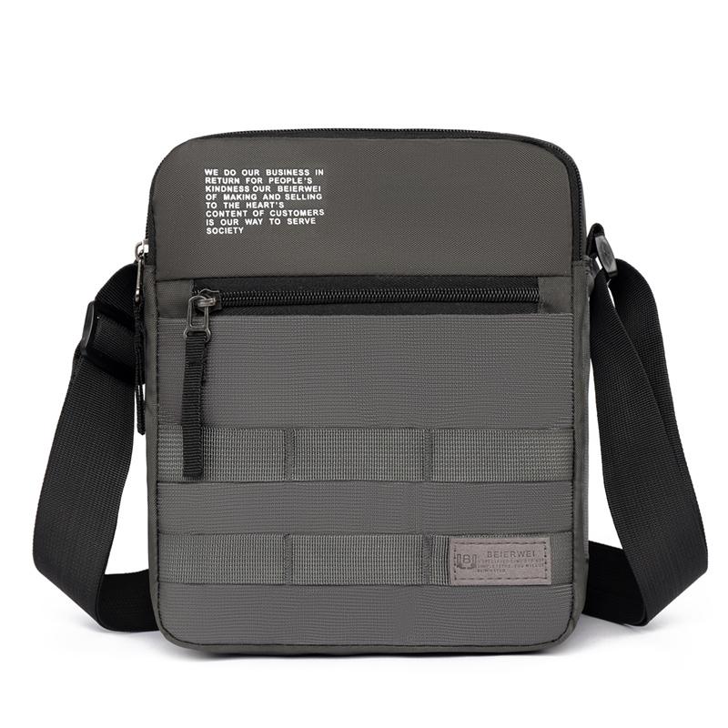 

Men Lightweight Crossbody Bag Multi-layers Nylon Casual Fashionable Business Trip Durable Shoulder Bag with Removable Strap сірий