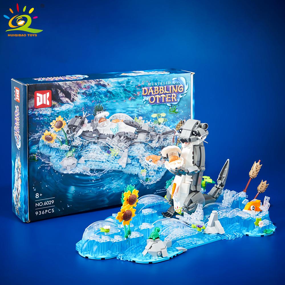 HUIQIBAO MOC Model zvířete vydra Stavební kostka Cihla Sestava pro chlapce Stavebnice Pro děti Dítě DIY Hra Dekorace na stůl Doma