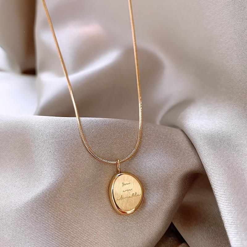 Exquisite Gold Bean Pendant Necklace for Women - Summer 2026 Trendy, Colorfast Clavicle Chain