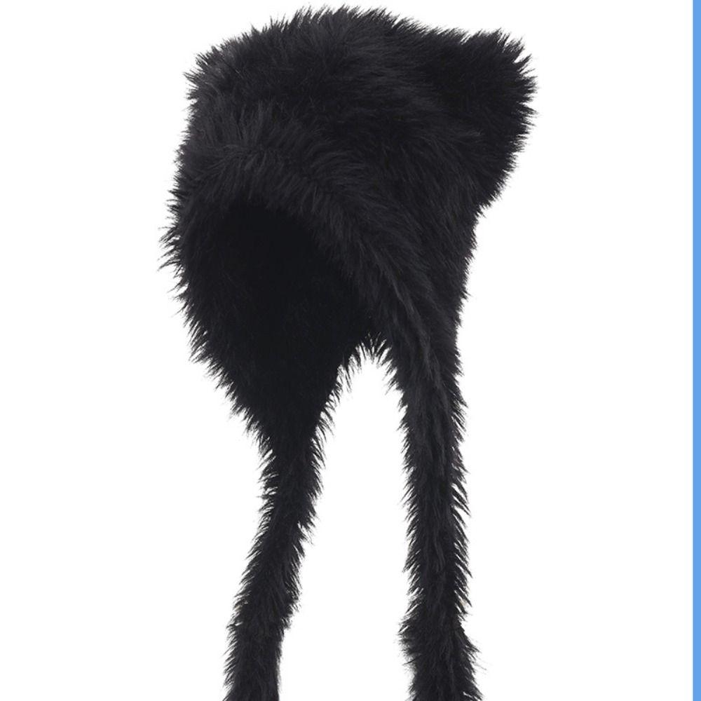 

Ветрозащитная зимняя шапка с медвежьими ушками однотонная женская шапка-ушанка милая шапка-бини чёрный