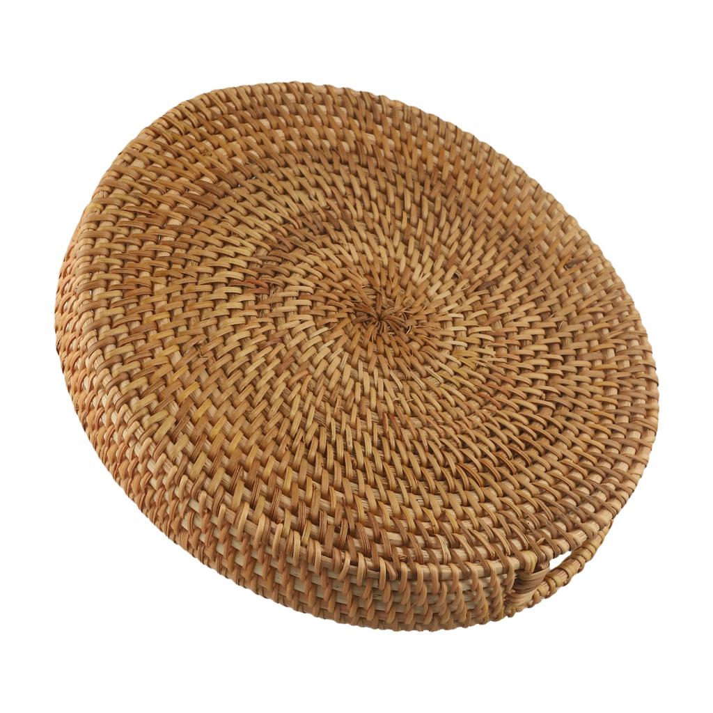 Coffee Room Farmhouse Rattan Woven Tray Hand-Woven Tray Built-in Handles Convenient Storage Solution Easy To Clean