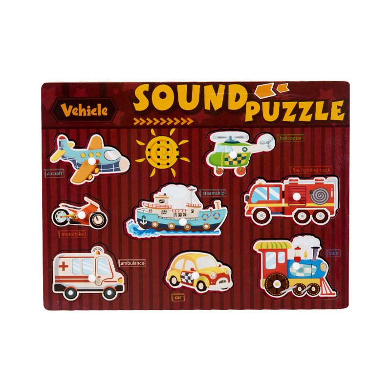 

Music Animal Traffic Wooden Sound Puzzle Toy For Kids Entertainment Learning коричневый