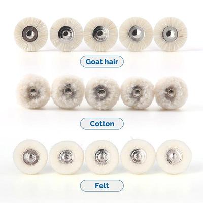 5 Pcs/Pack Dental Polishing Brush Wheel 2.35Mm Ra Polisher Felt Cotton White Goat Hair For Low Speed Handpiece Dentistry Tool