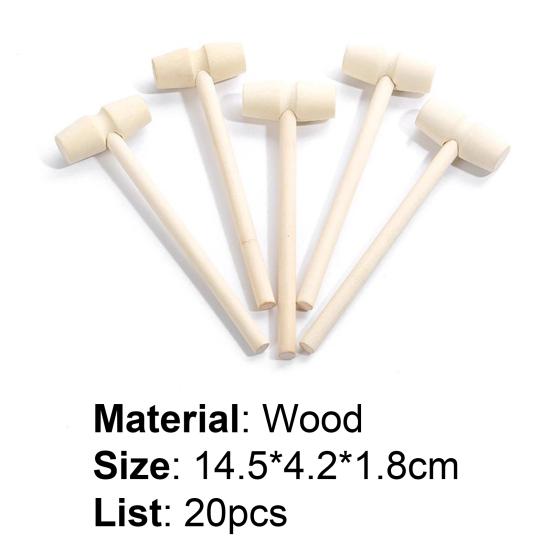 20Pcs Mallets Faces Mini Double Wood Chocolate Smashing Hammers for Kids