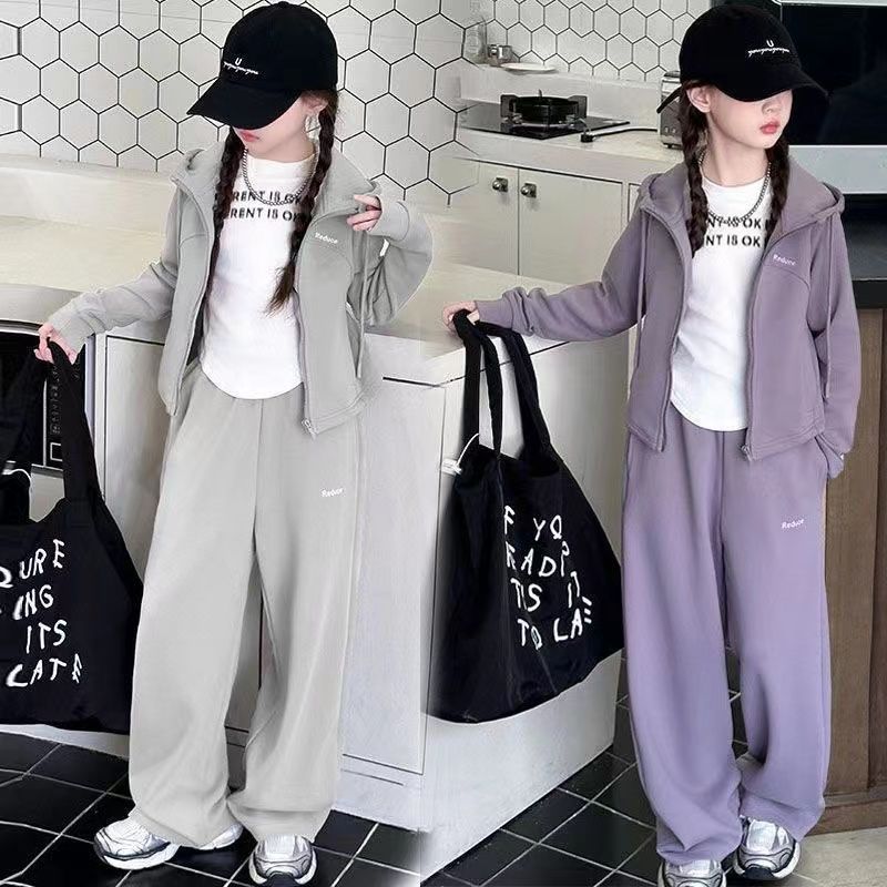 

Fashionable Stylish Spring Autumn Children s Sport Suit Style Sweatshirt For Girls Trendy Large Children Clothing 110 сірий