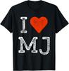 I Love MJ Vintage Fan Merch Red Heart Initials Design M.J. T-Shirt