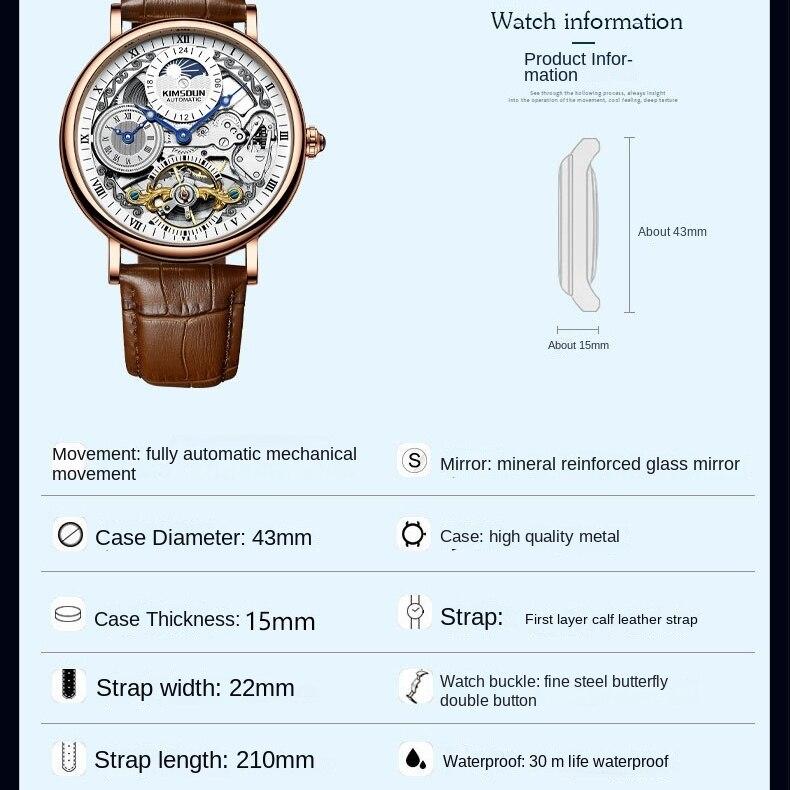 KIMSDUN New High-end Men's Mechanical Watch Men's Watch Waterproof Full Automatic Watch