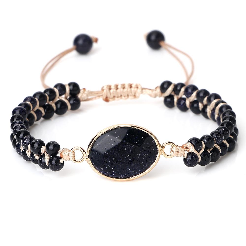 Double-layer woven bracelet, natural stone bracelet, agate and turquoise woven tiger's eye bracelet