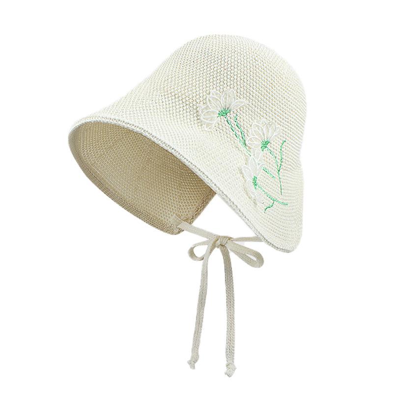 Empty top sunscreen hat women's summer new breathable knitted hat can tie ponytail outdoor big eaves show face small sunshade bucket hat