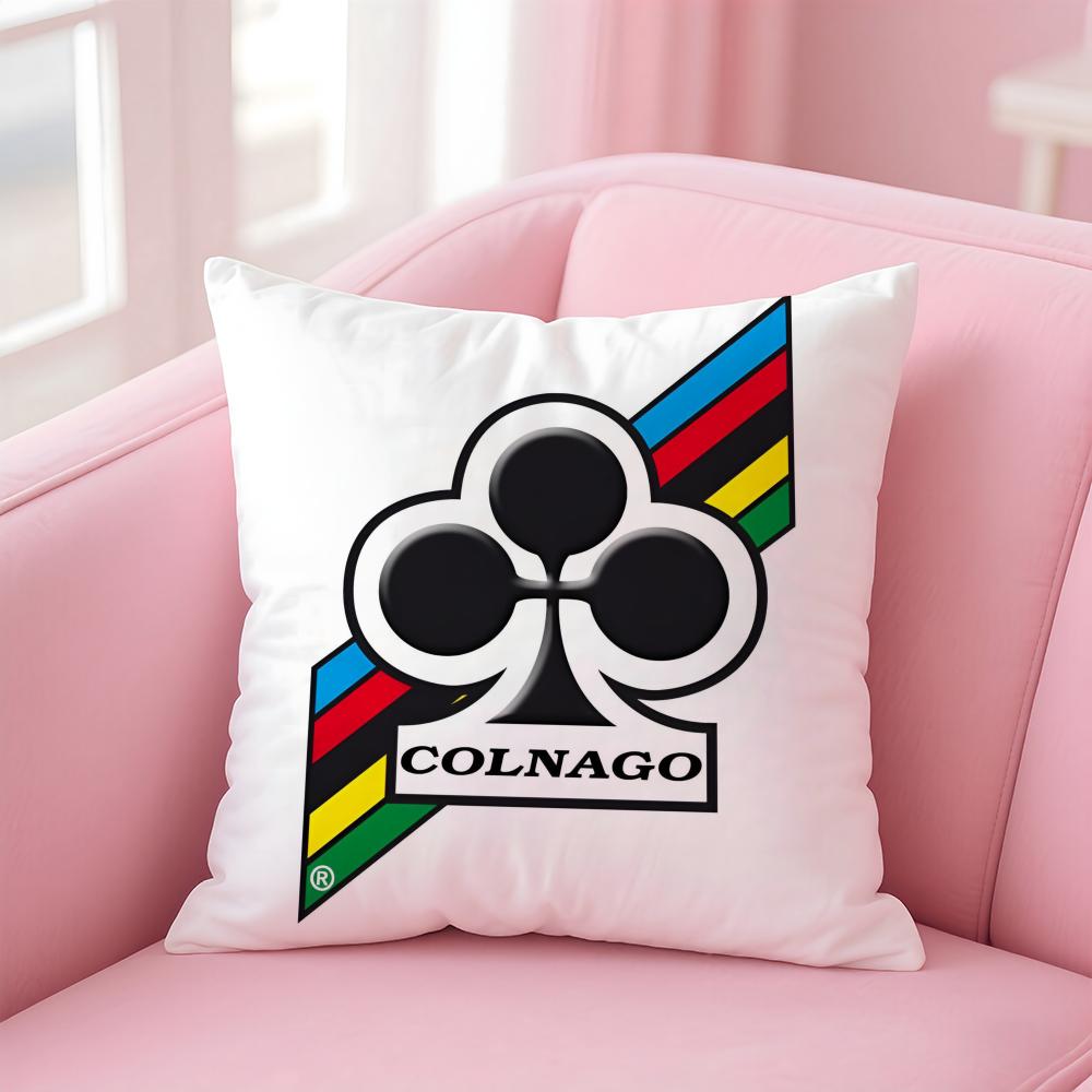 Racing C-ColnagoS Bicycle Logo Cushion Cover Pillowcase Short Plush Invisible zipper Room Sofa Cushion Cover