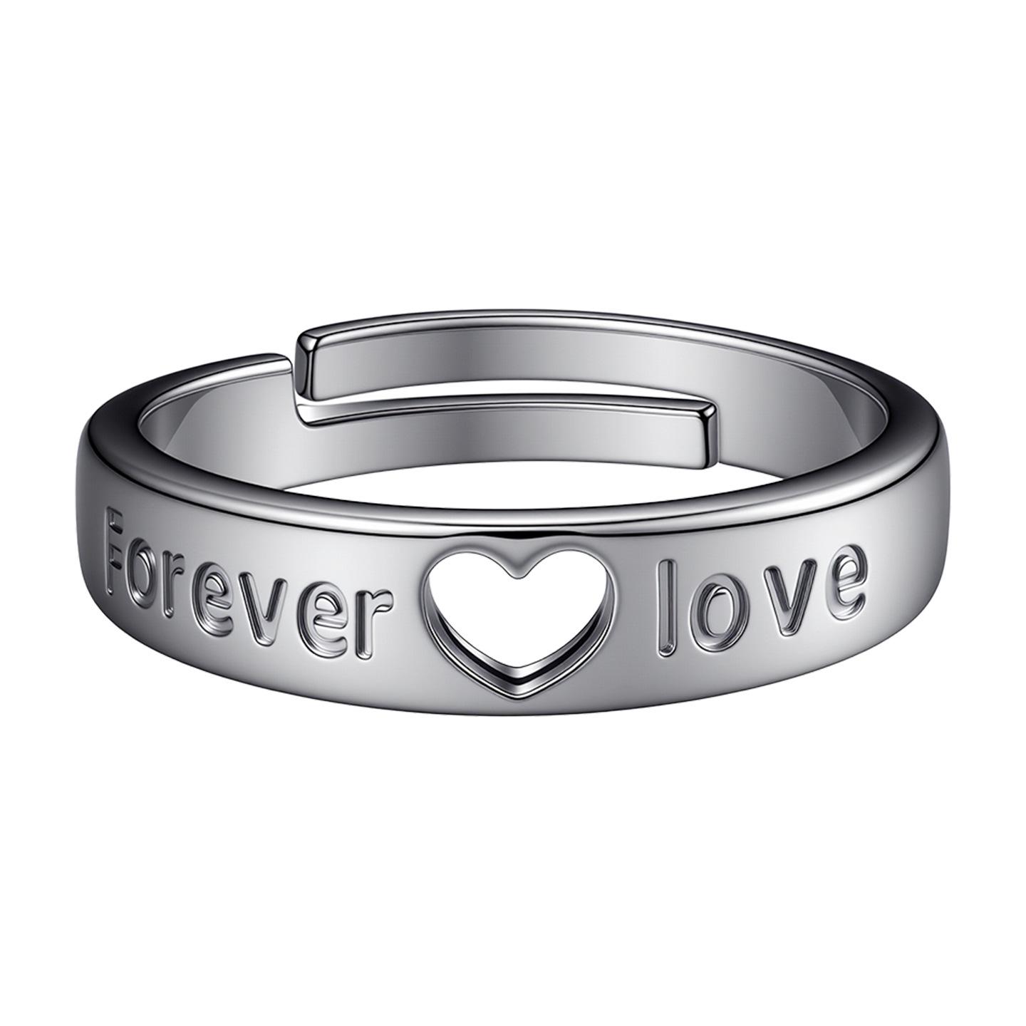 Eco-friendly Copper Eternal Love Hollow Heart Engraved Couple Rings Open Adjustable