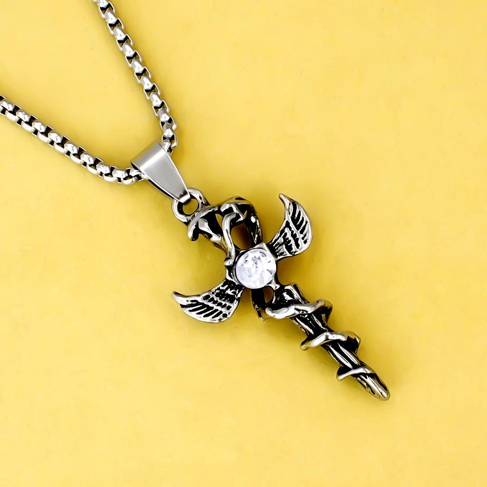 Antique Titanium Steel Viking Cross Necklace For Men Fade Resistant Pendant Jewelry
