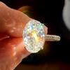 COSYA 8CT 10*14mm Oval geschliffener Vollmoissanit Ring S925 Silber Funkelnder D Lab Diamant Ehering Für Frauen Luxuriöser Feinschmuck