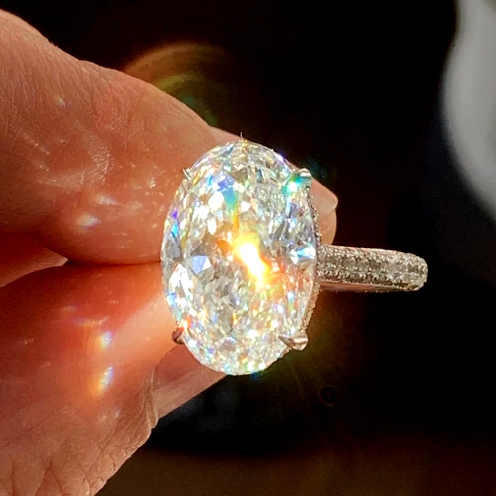 COSYA 8CT 10*14mm Oval geschliffener Vollmoissanit Ring S925 Silber Funkelnder D Lab Diamant Ehering Für Frauen Luxuriöser Feinschmuck