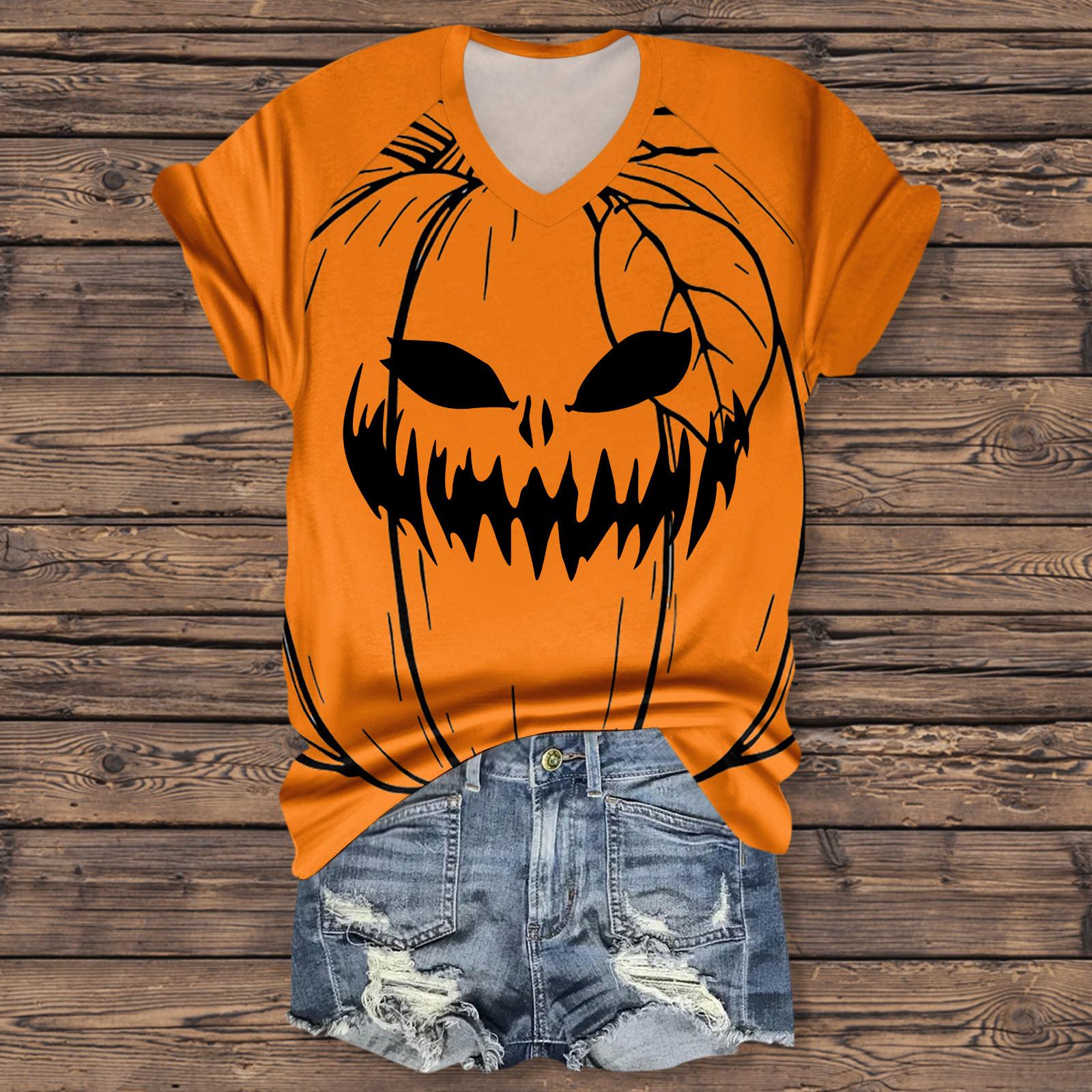 

Женская мода повседневная рубашка с рукавом три четверти и принтом букв на Хэллоуин XXL