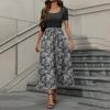 Women's Fashion Casual Short Sleeve Round Neck Splicing Floral Print Elegant Temperament Dress