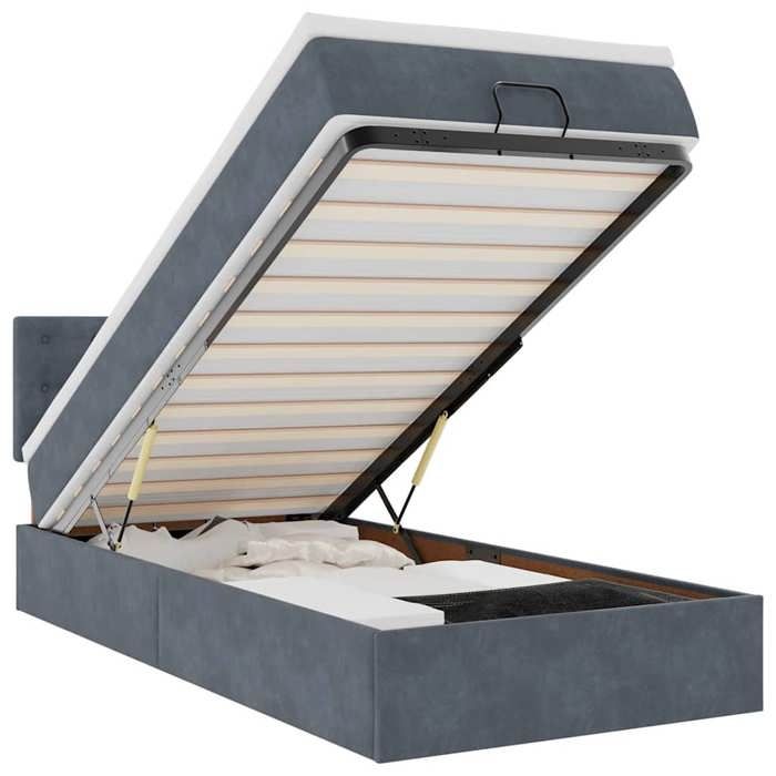 VidaXL Cadre de lit ottoman avec matelas gris foncé 90x190 cm velours, cadre de lit, cadre de lit rembourré, cadre de lit 3311886