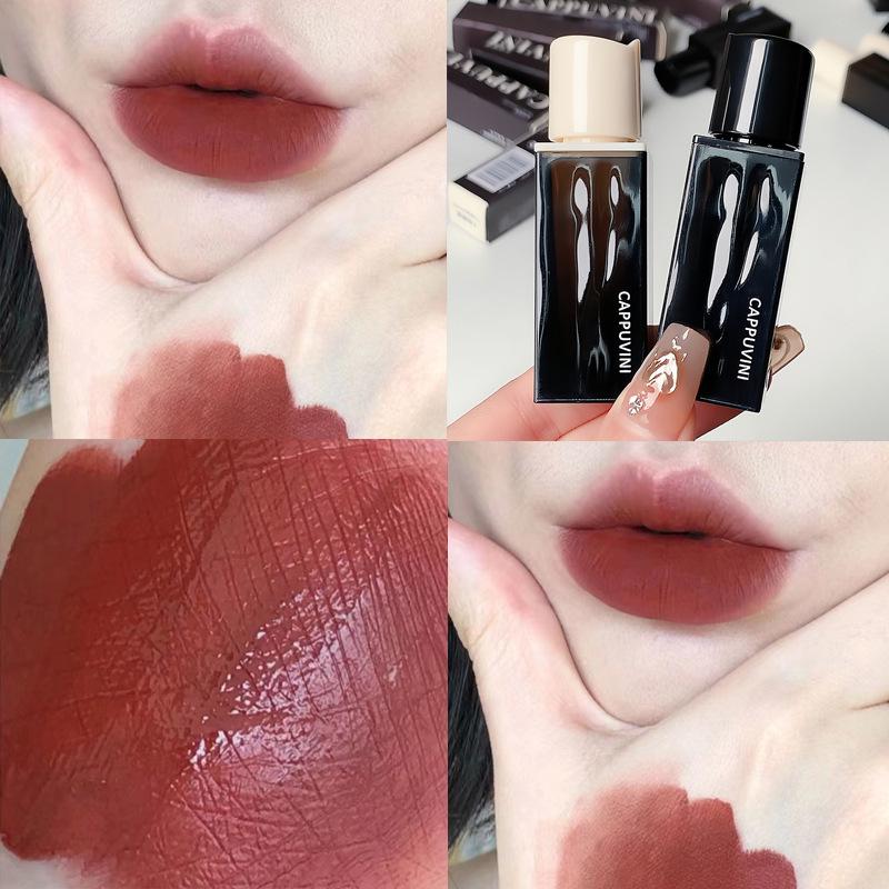 Cappuvini Water Ripple Amber Lip Glaze: Pseudo-Nude Whitening Matte Velvet.