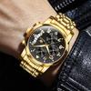 Analog Watch Men Luxury Golden Quartz Wristwatch Stainless Steel Waterproof Watches Luminous Relogio Masculino