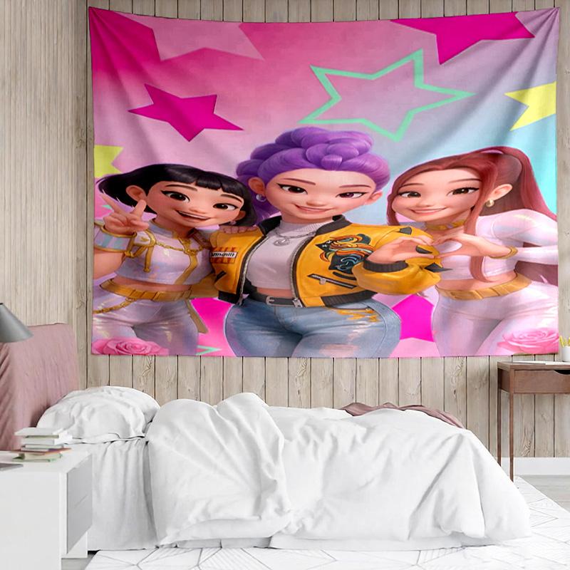 1PC K-pop Demon Hunter Adventure Tapestry, Unique Design Tapestry, Suitable for Bedroom,Livingroom, Playroom,Heartwarming Holiday Gifts