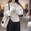Polo Necklace Sweater Women Winter Loose Knitted Top