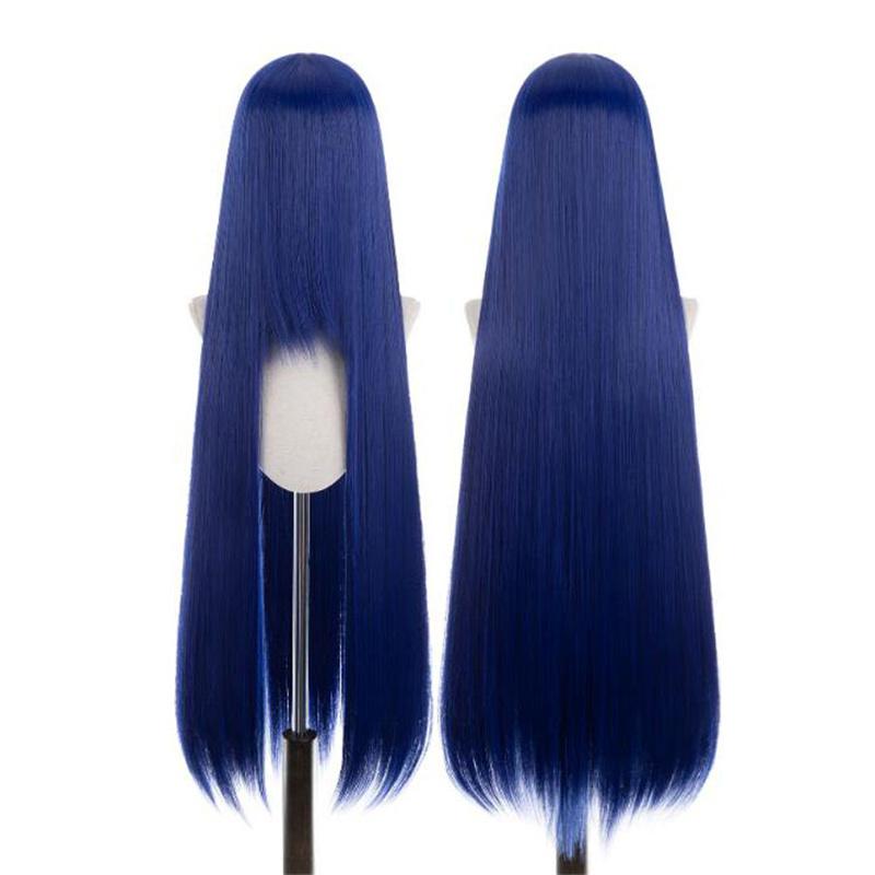 Perucă lungă și dreaptă de 100 cm, blondă, aurie, roz, portocaliu, maro, violet, albastru, verde, negru, gri, culori, rezistentă la căldură, păr Lolita