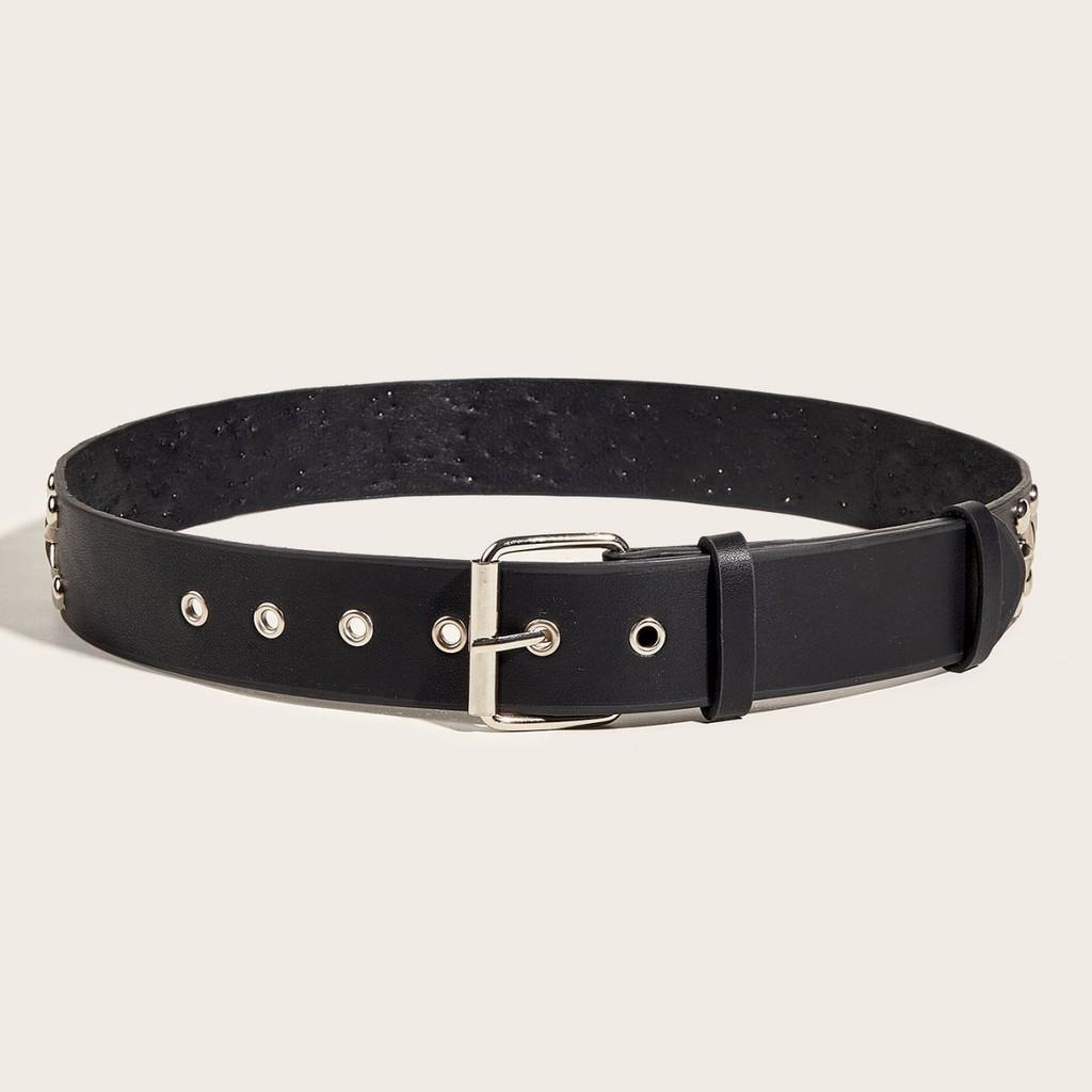 New Star Studded Fashionable Punk Style Wide Belt For Women's Jeans Faux Leather Material