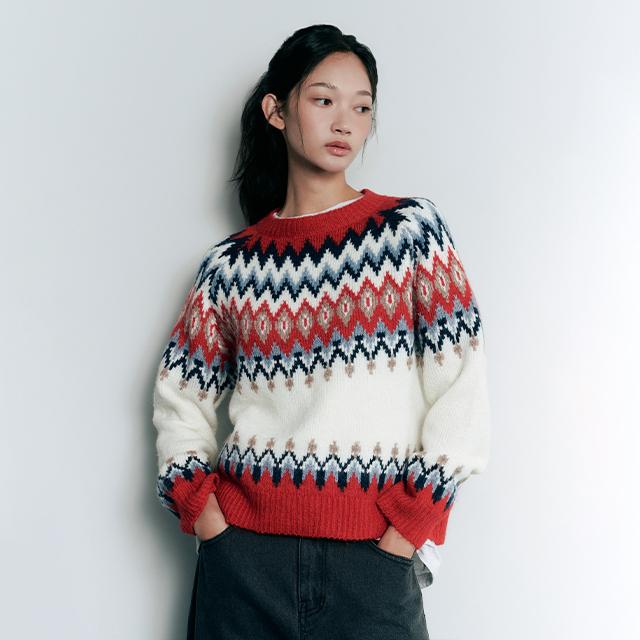 LAP Coloring Nordic Oversized Knit Aq4Khb24