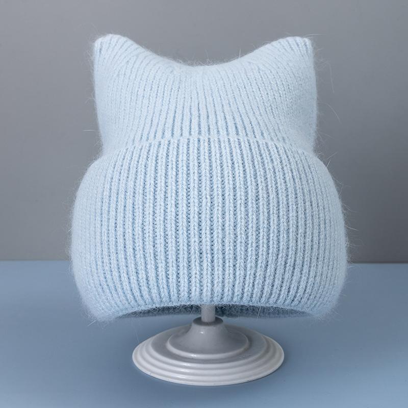 New Style Simple Dandy Winter Hat Rabbit Fur Beanie Elegant Winter Hats For Women Candy Colors Warm Knit Hats