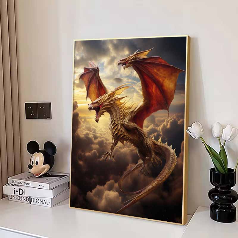 New Arrival 5D DIY Full Circle Diamond Painting "Flying Dragon" Embroidery Cross Stitch Home Decor Gift