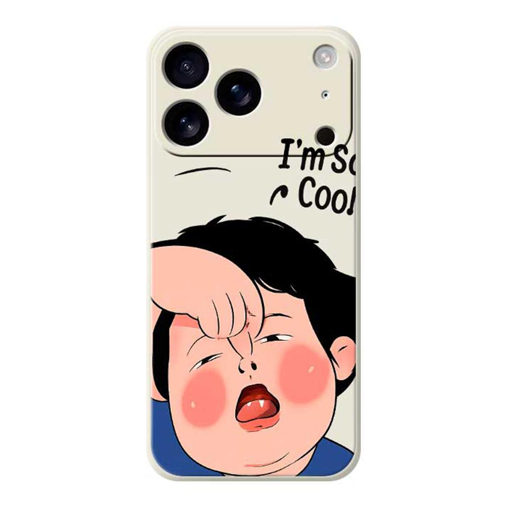 For iPhone 17 Pro Max Case Make Faces Kid Pattern Printing Straight Edge TPU Phone Back Cover