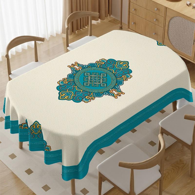 Waterproof Oil-proof Heat-resistant PVC Tablecloth Ethnic Style Stain-resistant Easy-clean Table Cover Dining Room Kitchen