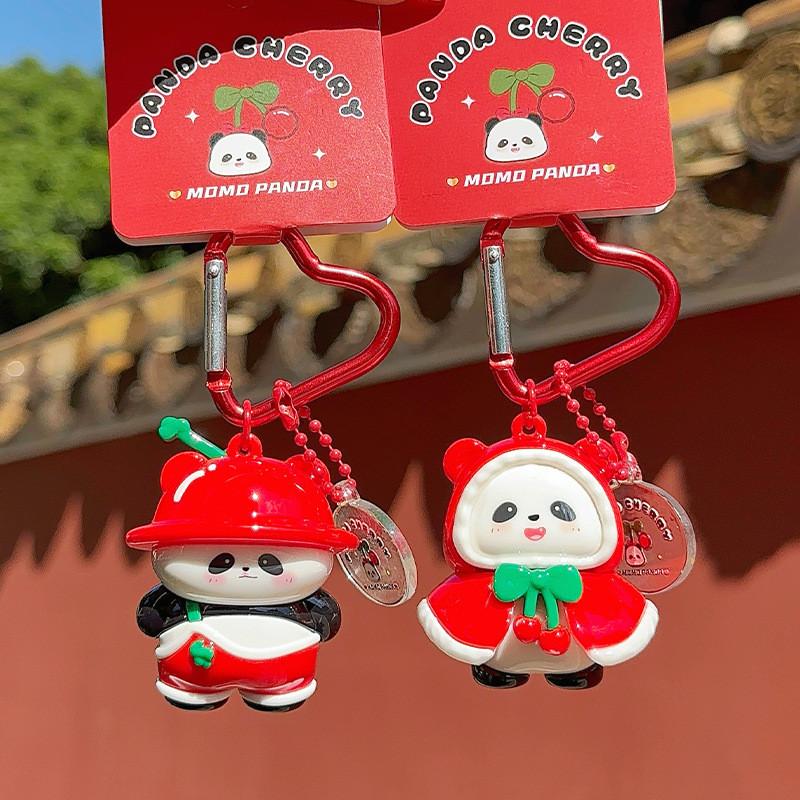 Panda Keychain Cartoon Resin Keyring With Cherry Design For Gift Giving And Daily Use