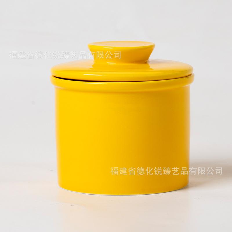 

Ceramic Yellow Oil Tank with Cover Storage Tank Butter Box Butter Jar Storage Bottle Candy Jar Storages Box Food Organizers жовтий