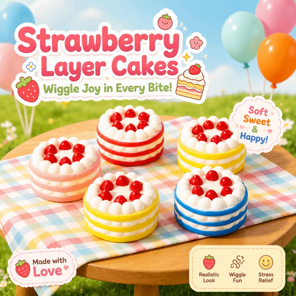 Strawberry Cake Design Simulation Food Toy Color Random Slow Rising Toy  For Adults