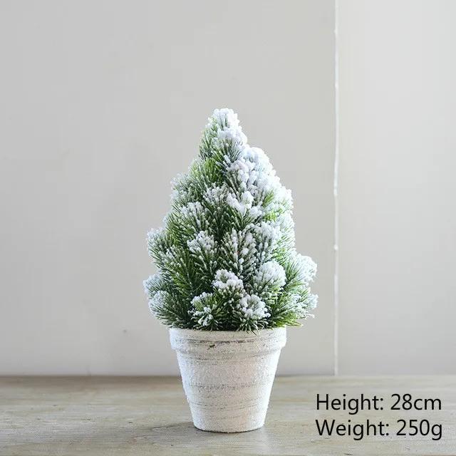 For Christmas Tree Mini Pine Tree With Wood Base DIY Home Table Top Decor Christmas Artificial Frosted Sisal Small Trees Party D