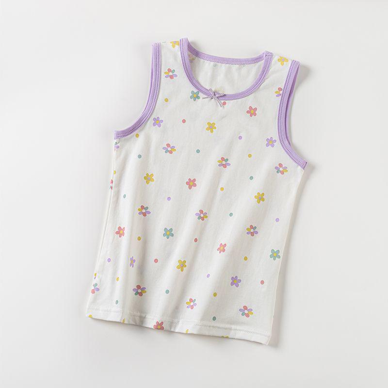 Class A Girls' Floral Cotton Tank Top for Ages 6-12 - Available In Medium & Large Sizes