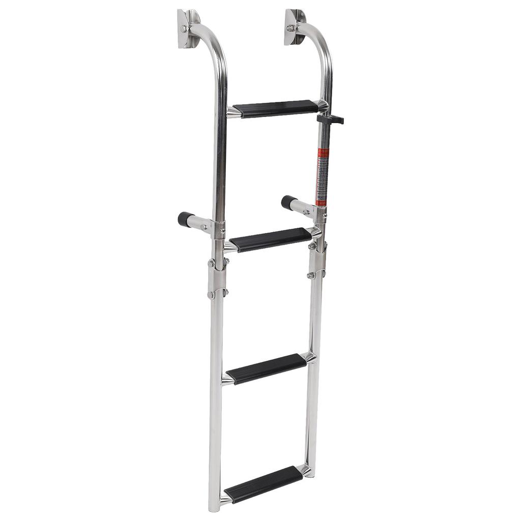 Boat Foldable 4 Steps Ladder Removable Adjustable Anti Slip 316 Stainless Steel Stern Mount for Pontoon Yachts